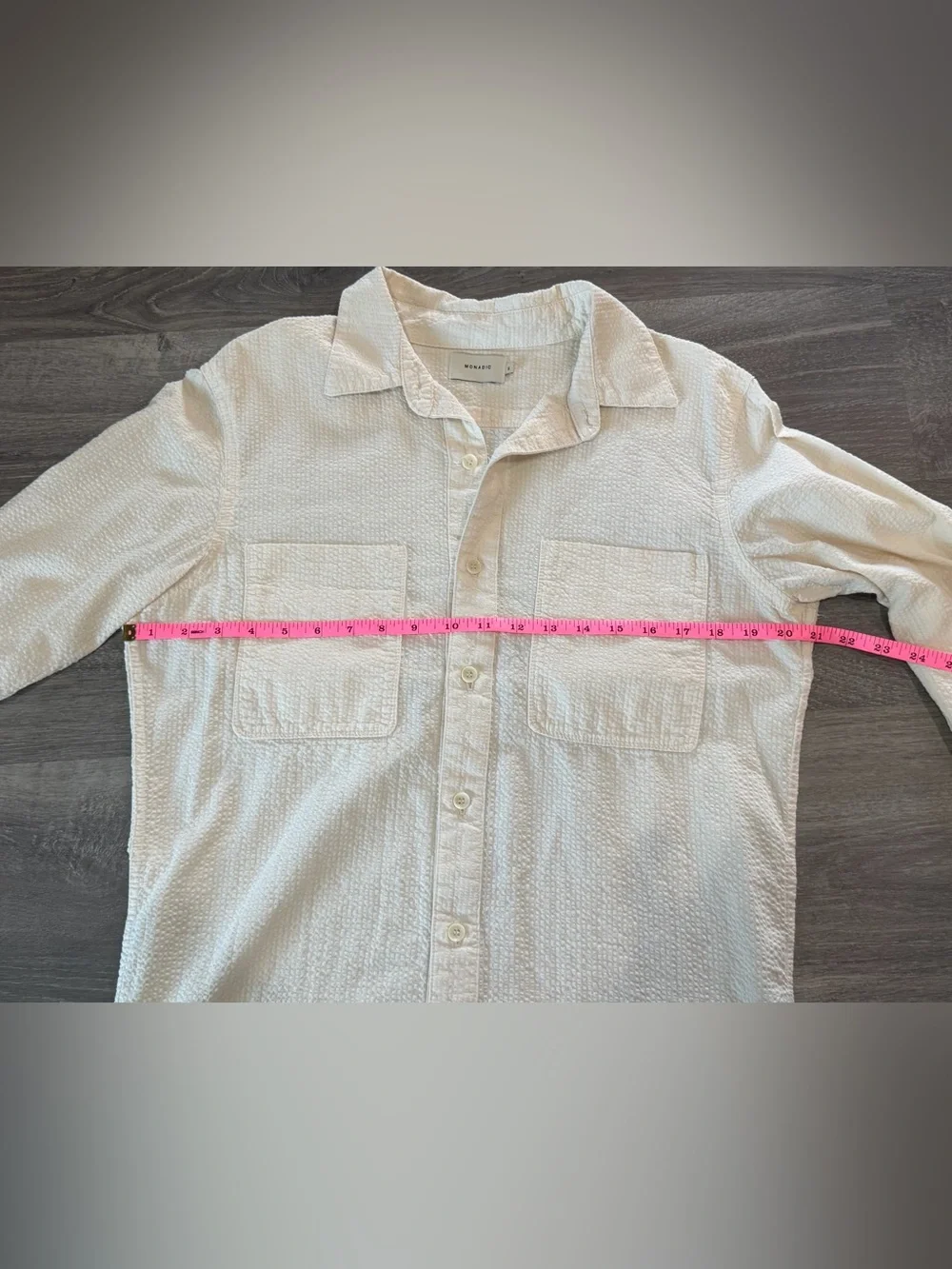 Monadic Aetna Bone Seersucker Japanese Cotton Utility Shirt Made in LA Size S - Picture 8 of 9